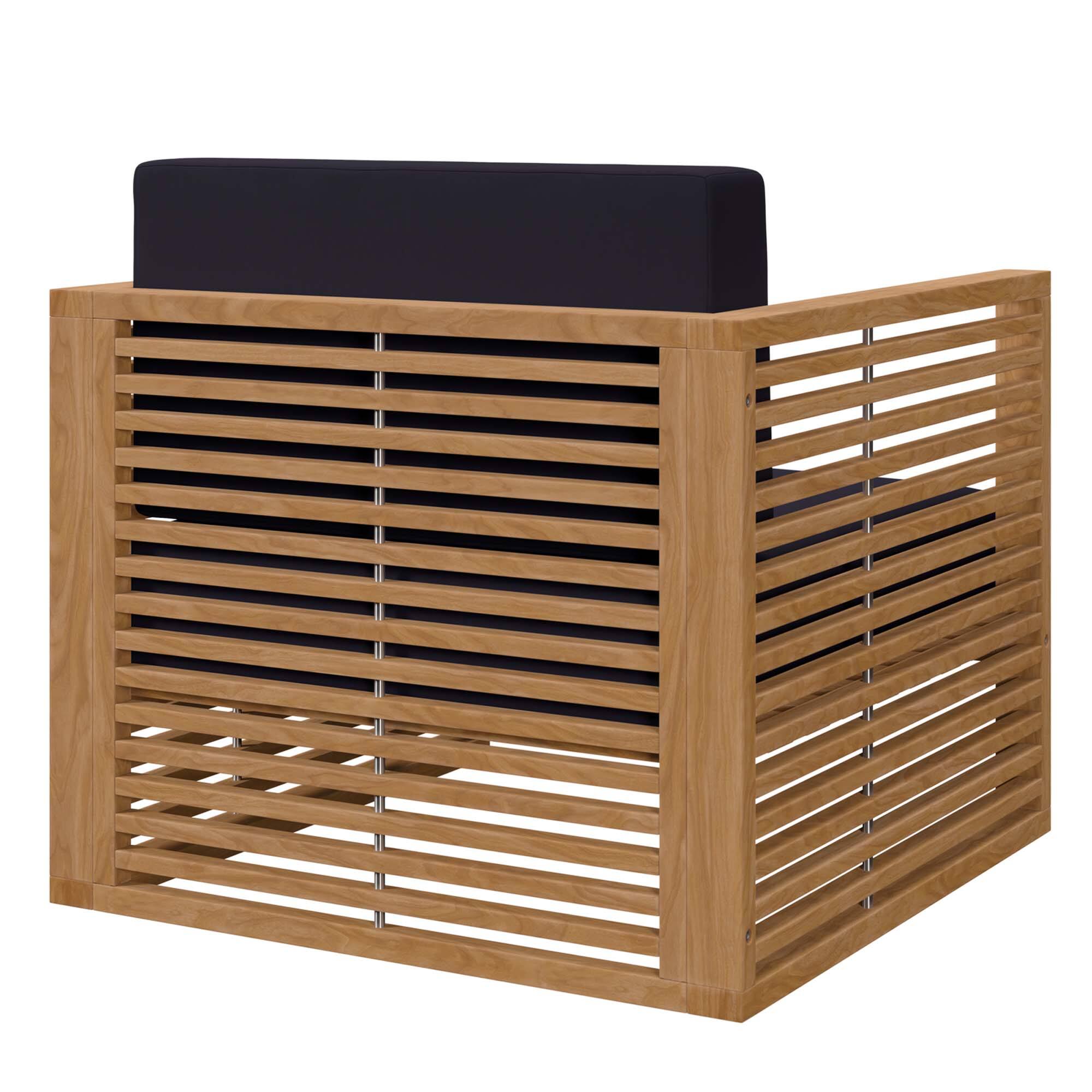 Alt View 2. Modway - Carlsbad 3-Piece Teak Wood Outdoor Patio Set - Grade A Premium Teak, All-Weather Cushions - Natural Navy.