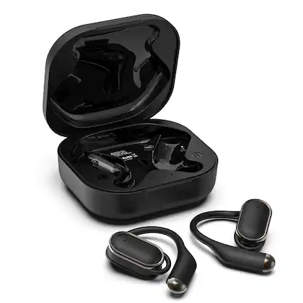 Front. Mybat Pro - MyBat Pro Aria Open-Ear True Wireless Headphones - Black - Black.