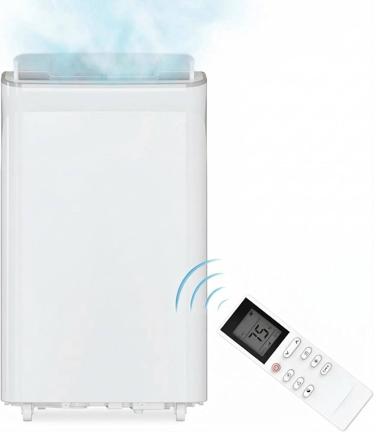 Front. Homhougo - 14,000 BTU Portable AC for Rooms Up to 700 Sq.Ft, 3-in-1 Dehumidifier, Fan, Sleep Mode, Remote, Timer, Window Kit.