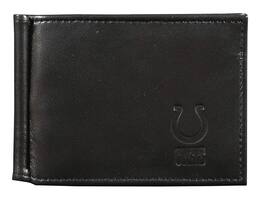 Rico Industries - Indianapolis Colts RFID Blocking Shield Black Leather Moneyclip Wallet - Multi