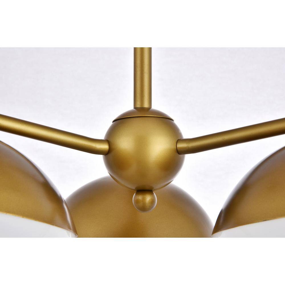 Back. Living District - Eclipse 3 Lights Brass Pendant With Frosted White Glass - Brass And Frosted White.