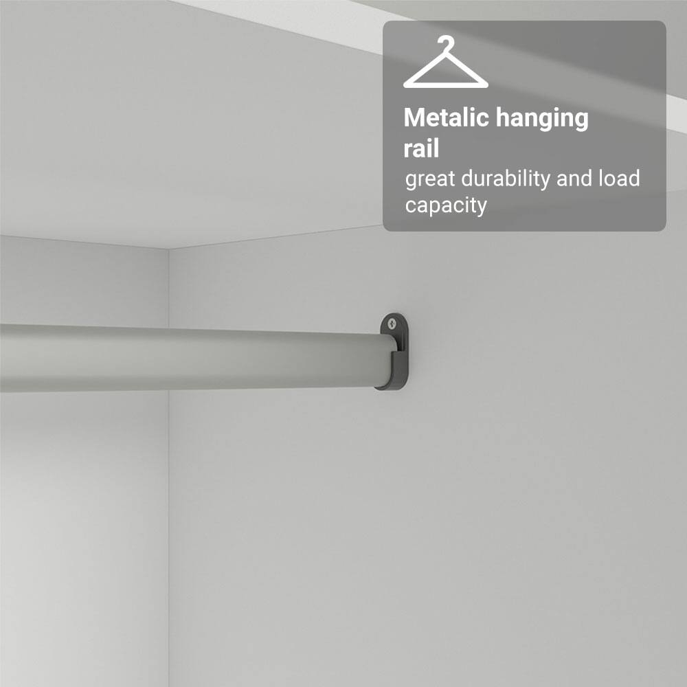 Metallic hanging rail  
great durability and load capacity