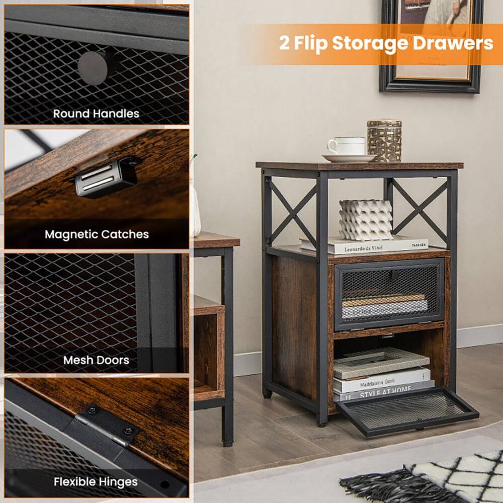 2 Flip Storage Drawers

- Round Handles
- Magnetic Catches
- Mesh Doors
- Flexible Hinges