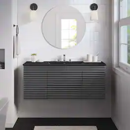 Render 48" Wall-Mount Bathroom Vanity Basin Included by Modway - Gray Black