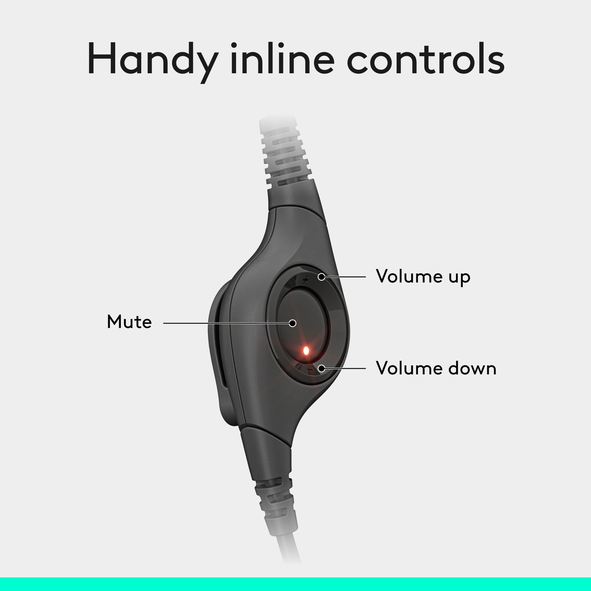 Handy inline controls Volume up Mute Volume down