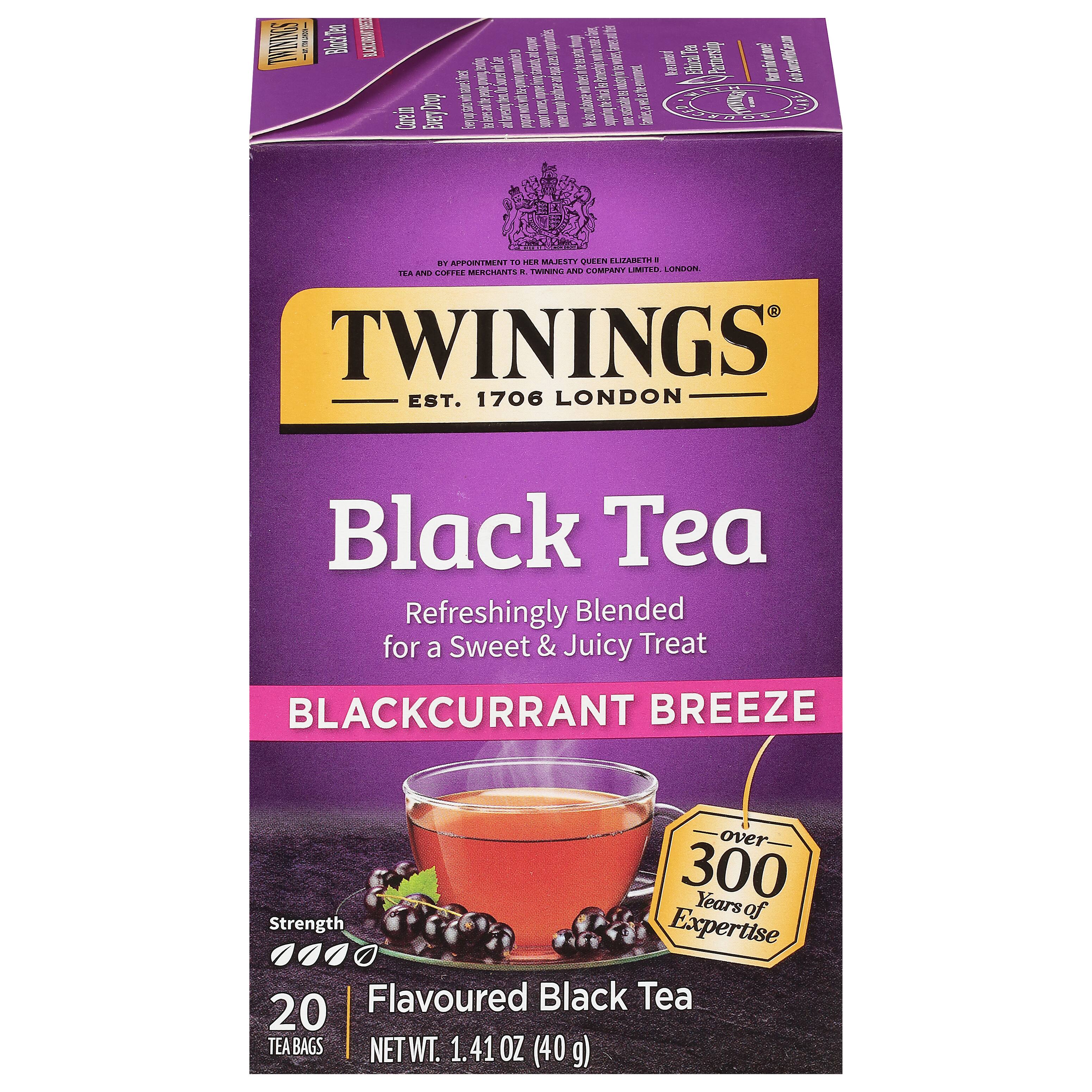 Twinings - Premium Black Tea Blackcurrant Breeze - Case of 6 - 20 Bags