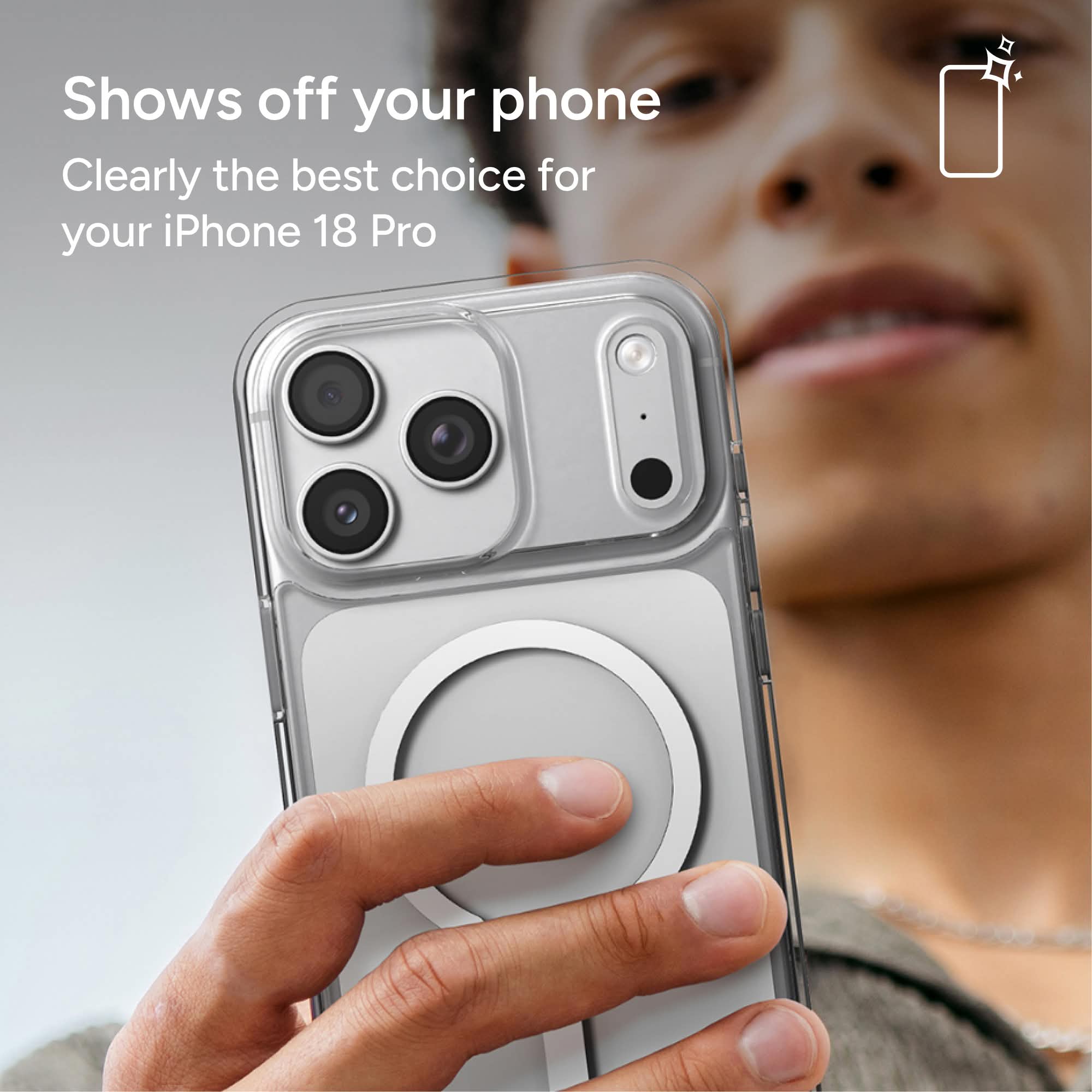 Shows off your phone  
Clearly the best choice for your iPhone 18 Pro