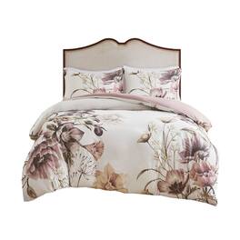 Gracie Mills - Kyrie 3-Piece Cotton Printed Duvet Cover Set - Blush