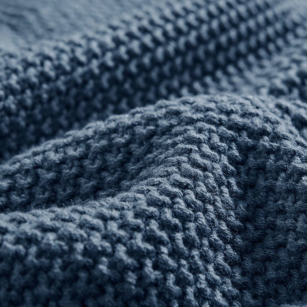Alt View 5. Gracie Mills - Gracie Mills Lessie Classic Knit Cottage Blanket - Indigo.