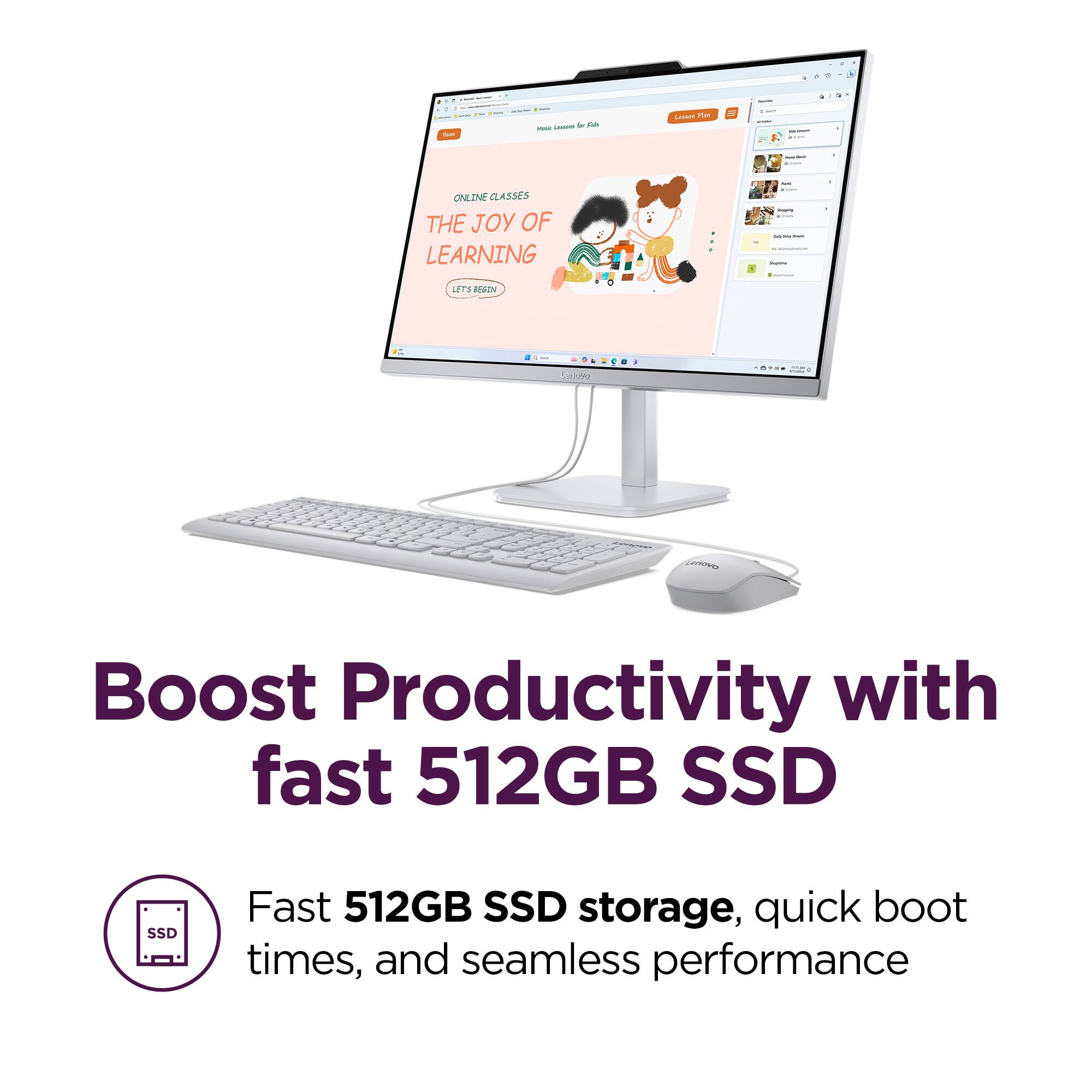 - - . - - - n - LLL - ONLINE CLASSES THE JOY OF LEARNING I : : I I LTS RGZN Cw TT FO Boost Productivity with fast 512GB SSD SSD Fast 512GB SSD storage, quick boot times, and seamless performance