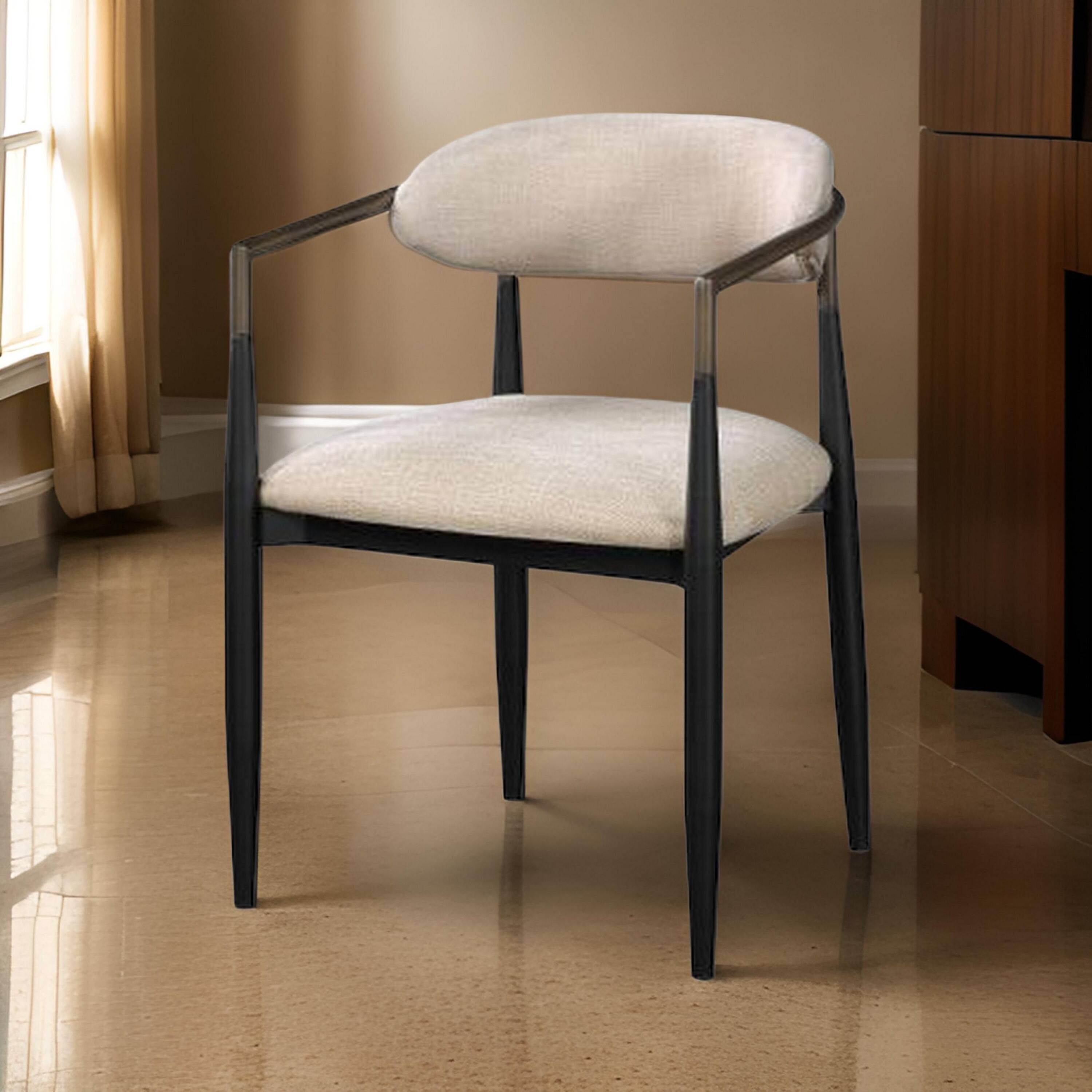 Alt View 5. Manhattan Lane - Jerry 23 Inch Dining Chair, Set of 2, Fabric Upholstered - Beige, Black.