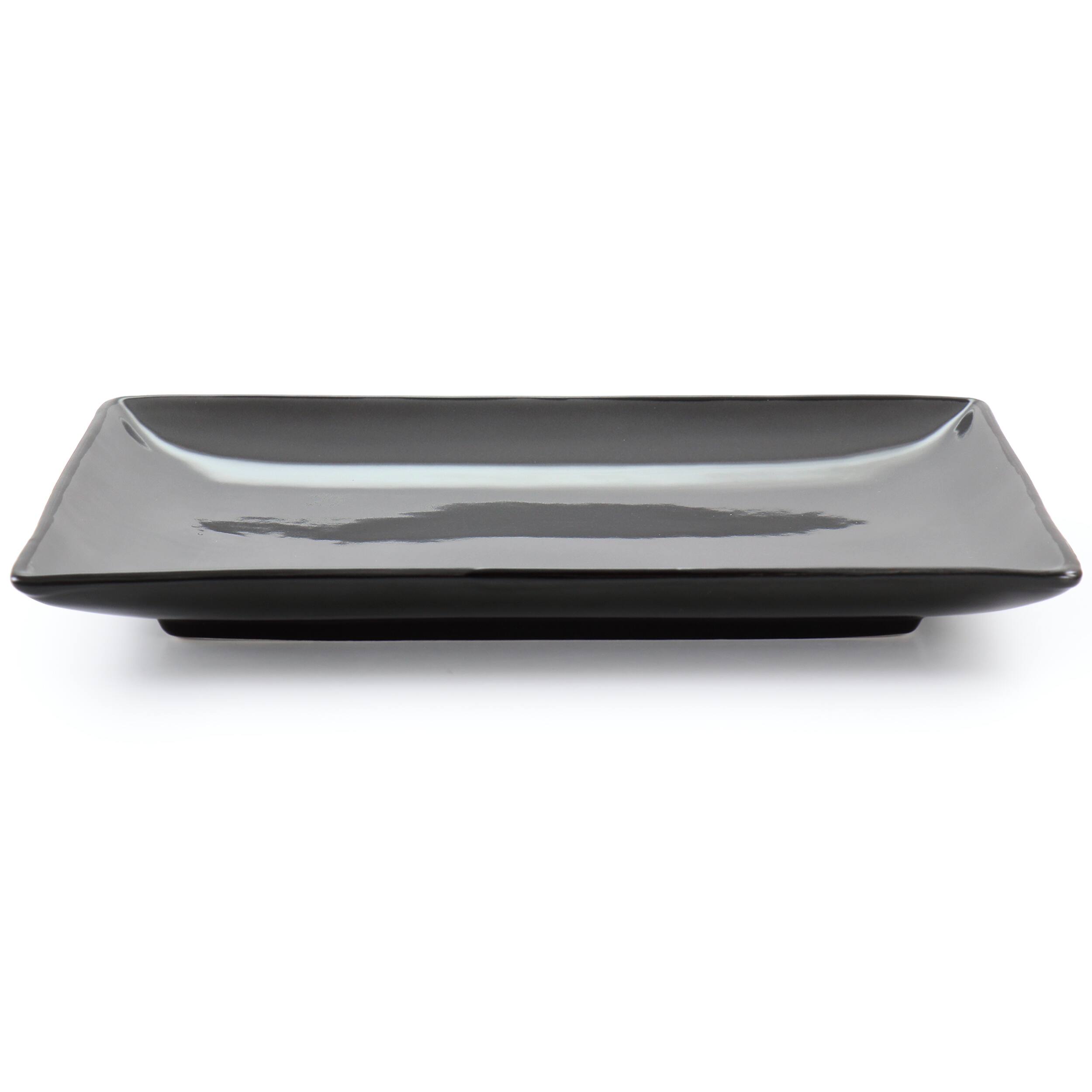 Alt View 2. Gibson - Gibson Home Urban Cafe 2 Piece 12 Inch Rectangle Stoneware Platter Set in Grey - Grey.