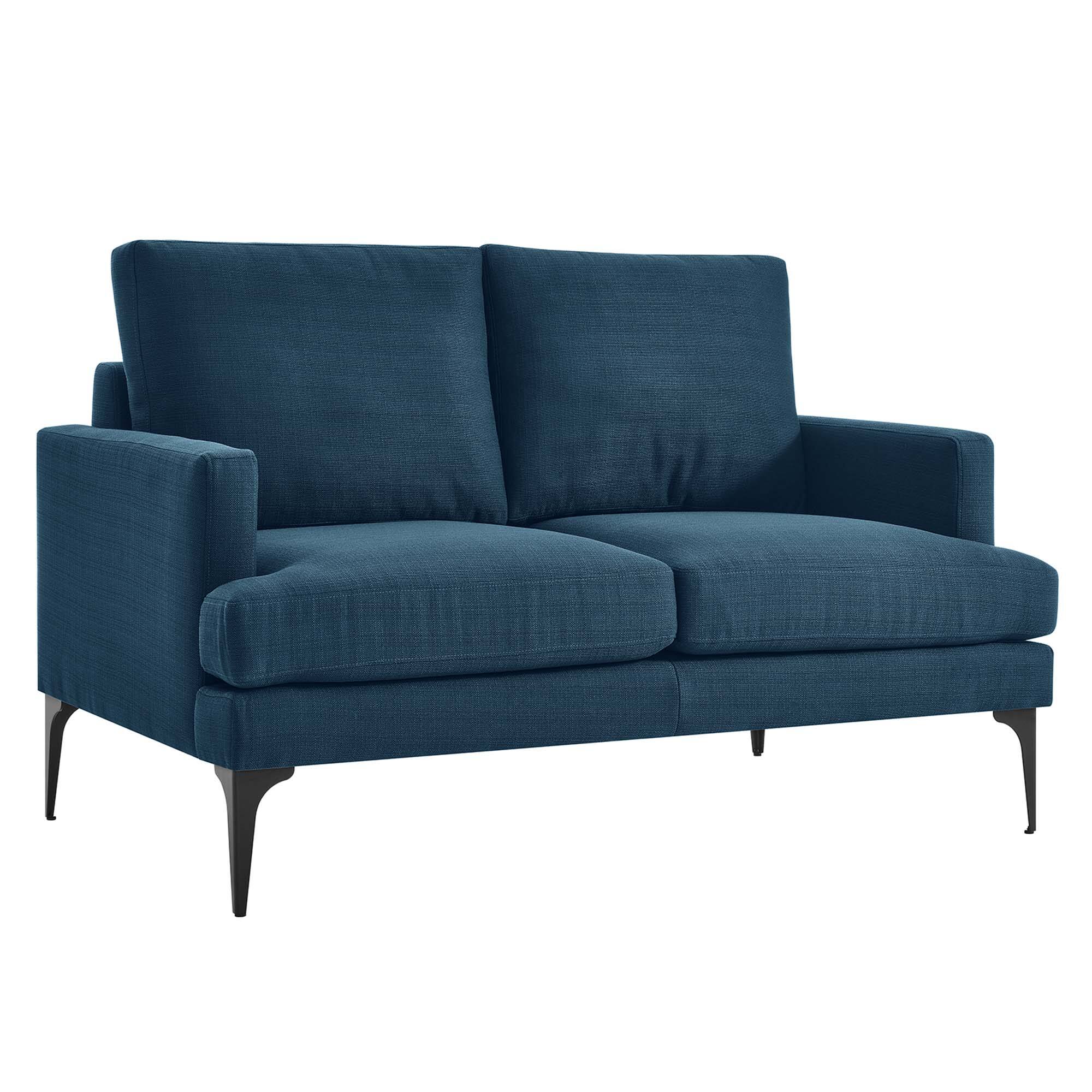 Angle. Modway - Evermore Upholstered Fabric Loveseat by Modway - Azure.