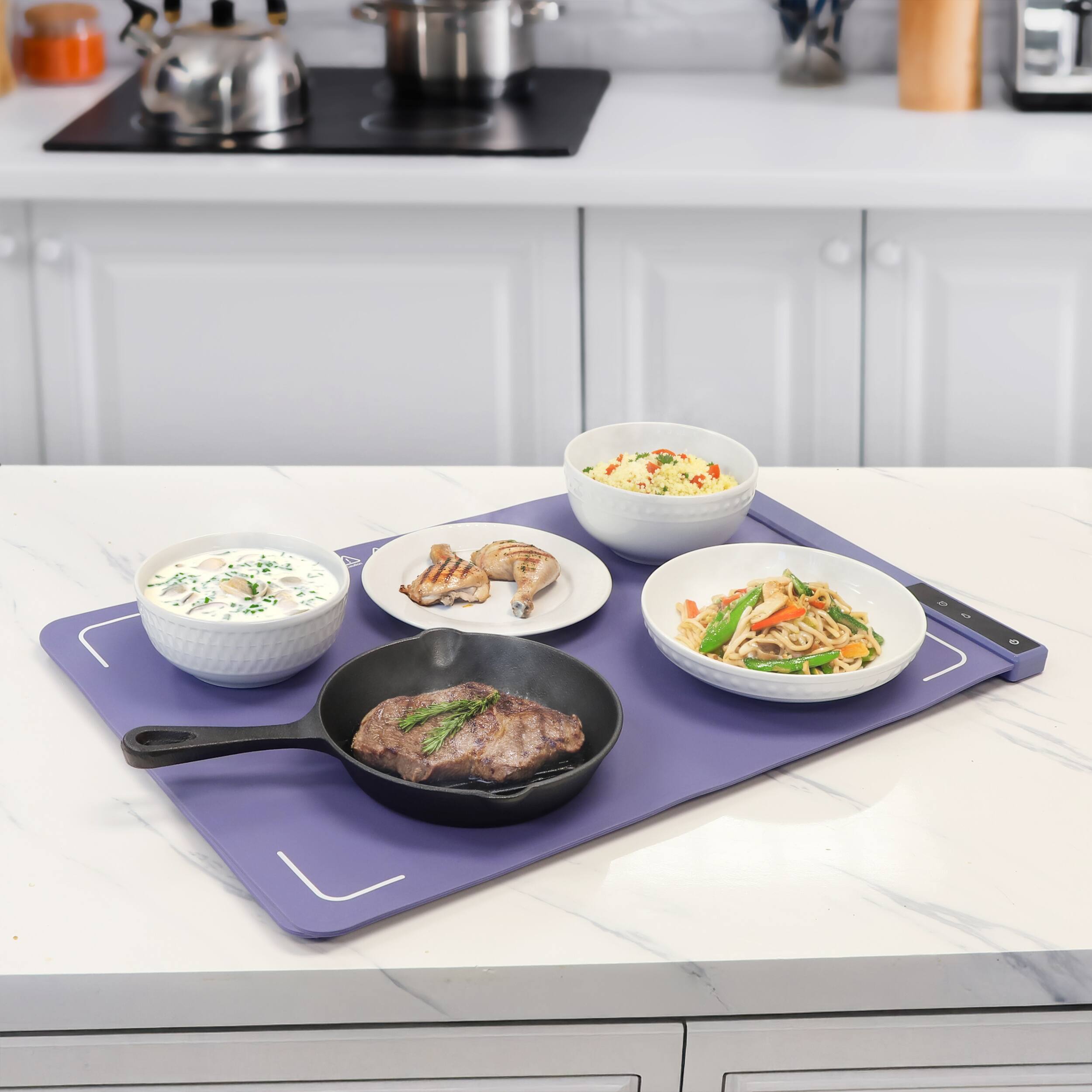 Alt View 8. MegaChef - MegaChef 23x15.75 Inch Silicone Warming Mat with Variable Temperature Settings & Digital Display - Purple.