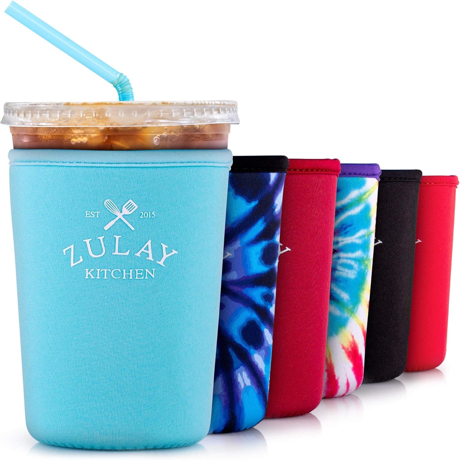 Zulay Kitchen - (22oz to 24oz) Reusable Neoprene Insulator Coffee Sleeve - Light Blue