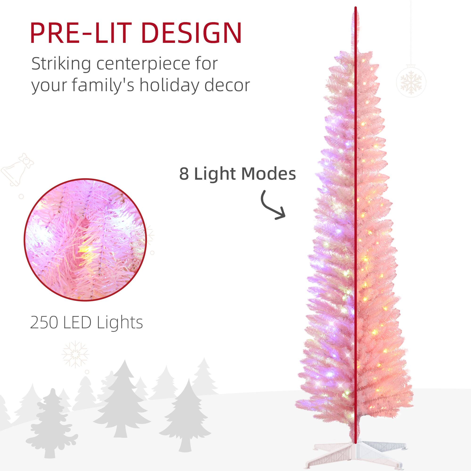 PRE-LIT DESIGN  
Striking centerpiece for your family's holiday decor  
8 Light Modes  
250 LED Lights