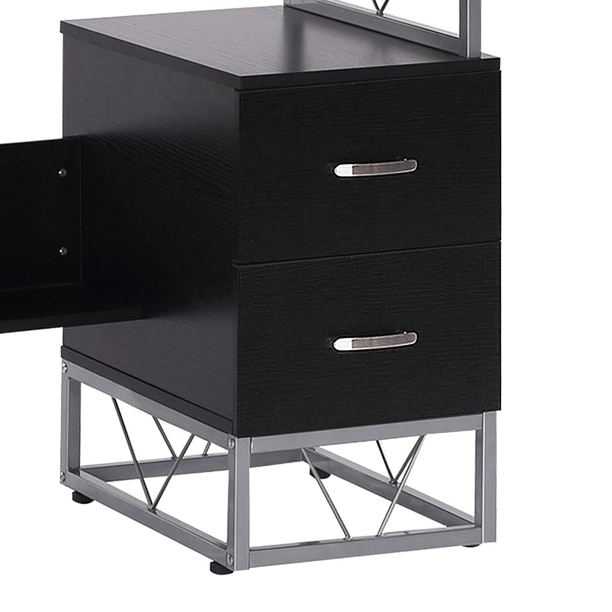 Alt View 8. Homcom - 52" Modern Computer Desk with Storage Shelves/Drawers, Home Office Desk, CPU Stand - Black.