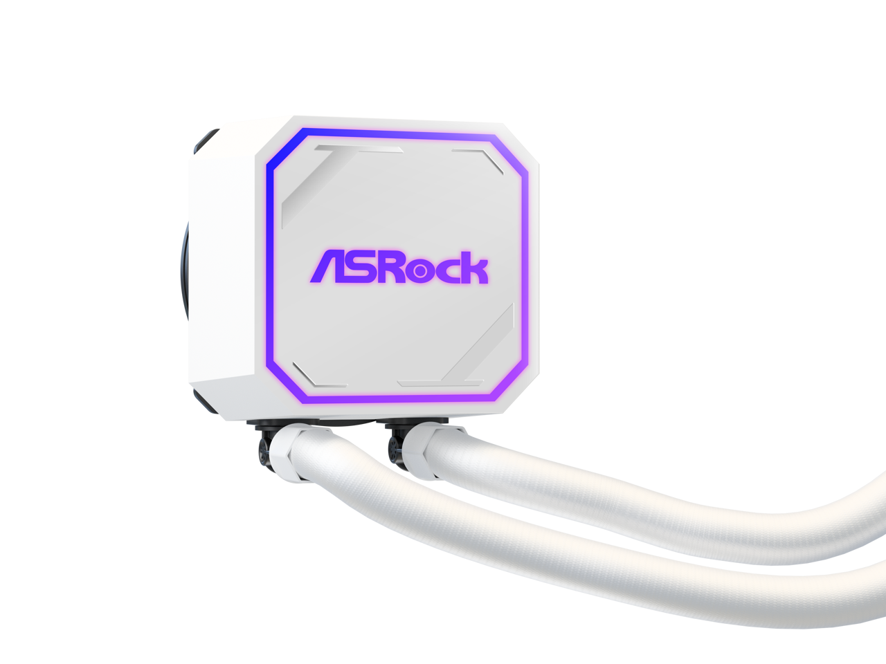 Alt View 6. ASRock - ASRock AIO PRO White 360 ARGB 27mm radiator, ARGB waterblock, ARGB Hub-lighting fan, white version - White.