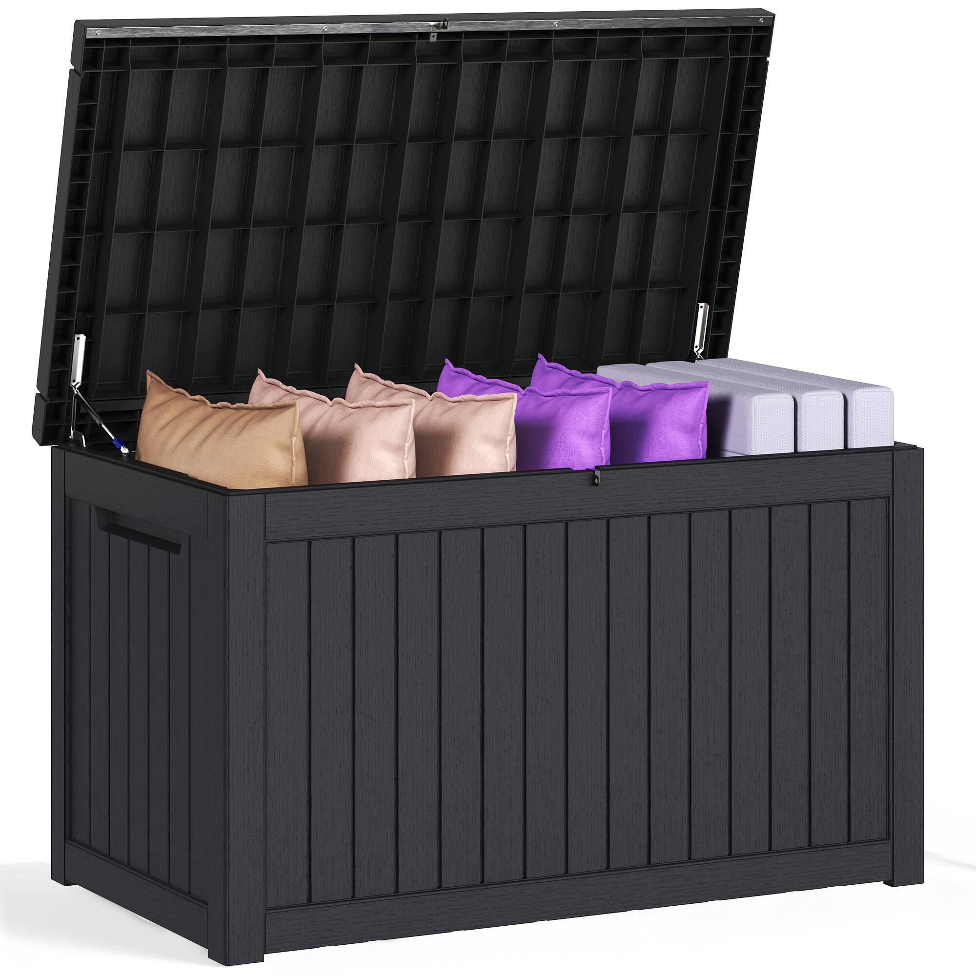 Front. Sersper - Sersper Outdoor Storage Box, 230 Gallon Lockable Large Container for Garden Tools, Waterproof & UV Resistant, Black - Black.