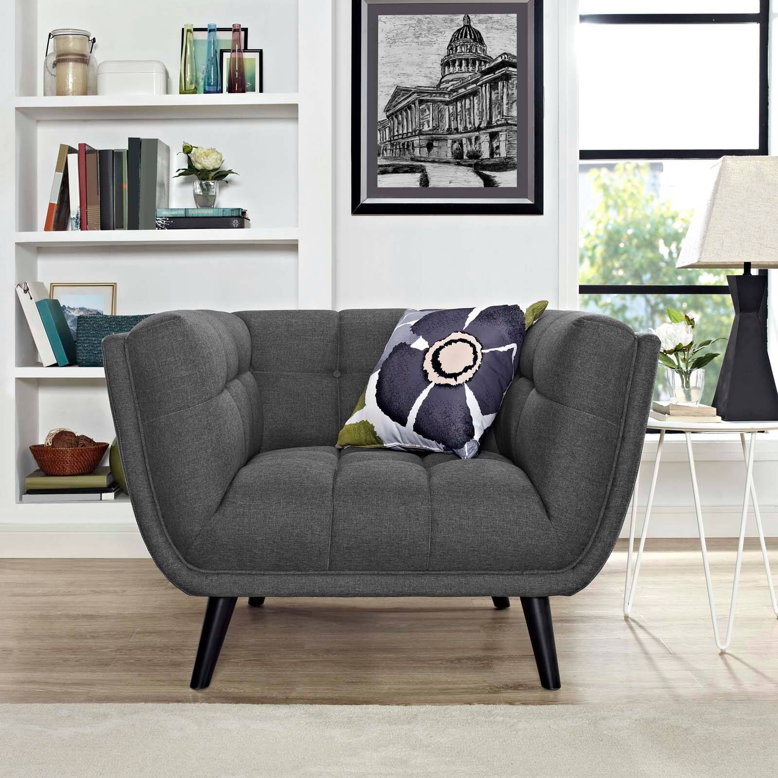 Front. Modway - Bestow Upholstered Fabric Armchair by Modway - Gray.