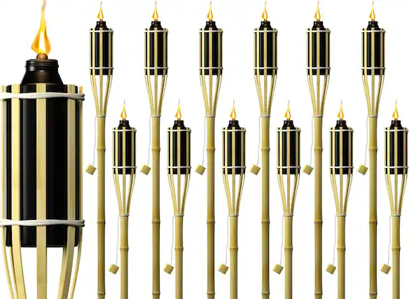 Front. Sorbus - Matney Bamboo Torches for Outside, 4 Feet Tall, (12 Pack) Decorative Garden & Backyard Lights, Torches Outdoor - Brown.