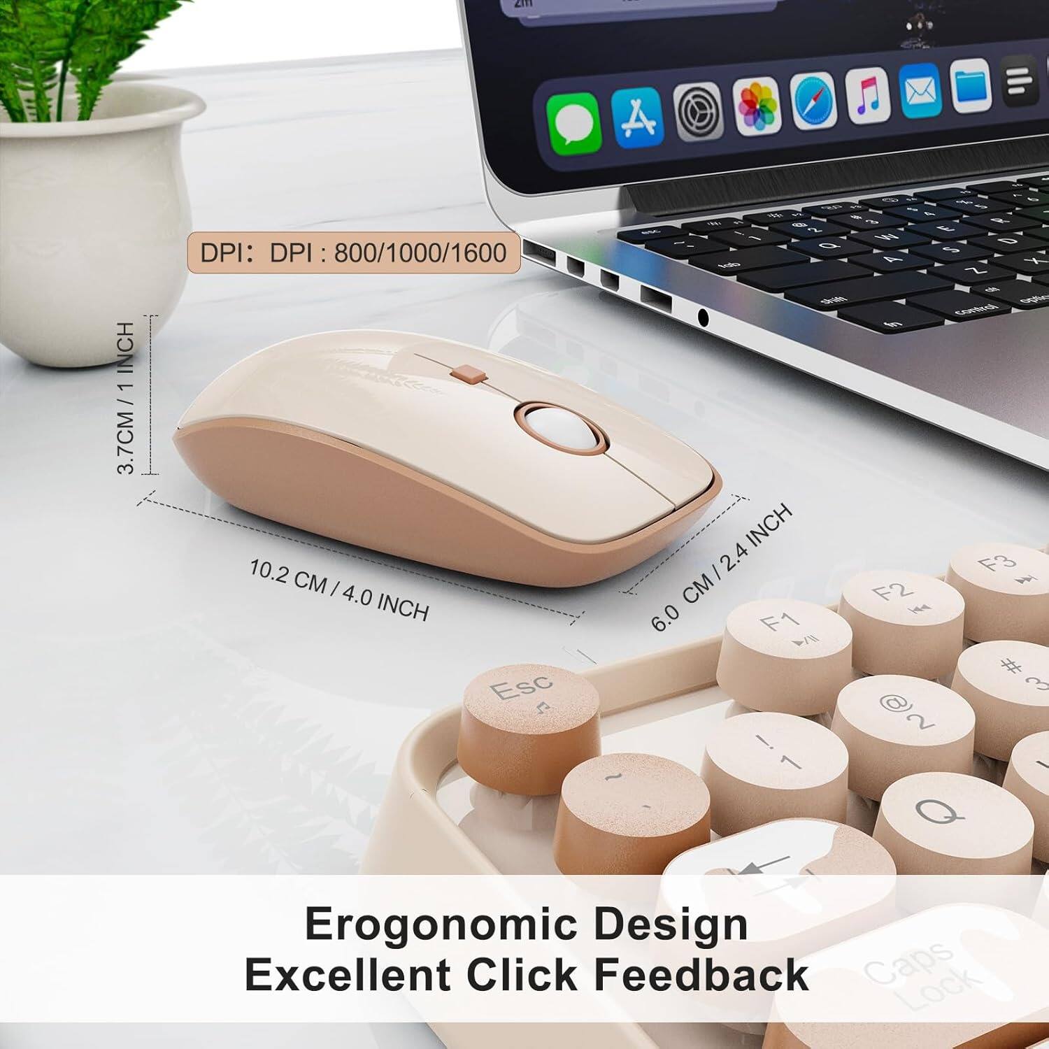 - DPI: 800/1000/1600
- 3.7 CM / 1 INCH
- 10.2 CM / 4.0 INCH
- 6.0 CM / 2.4 INCH

Ergonomic Design
Excellent Click Feedback