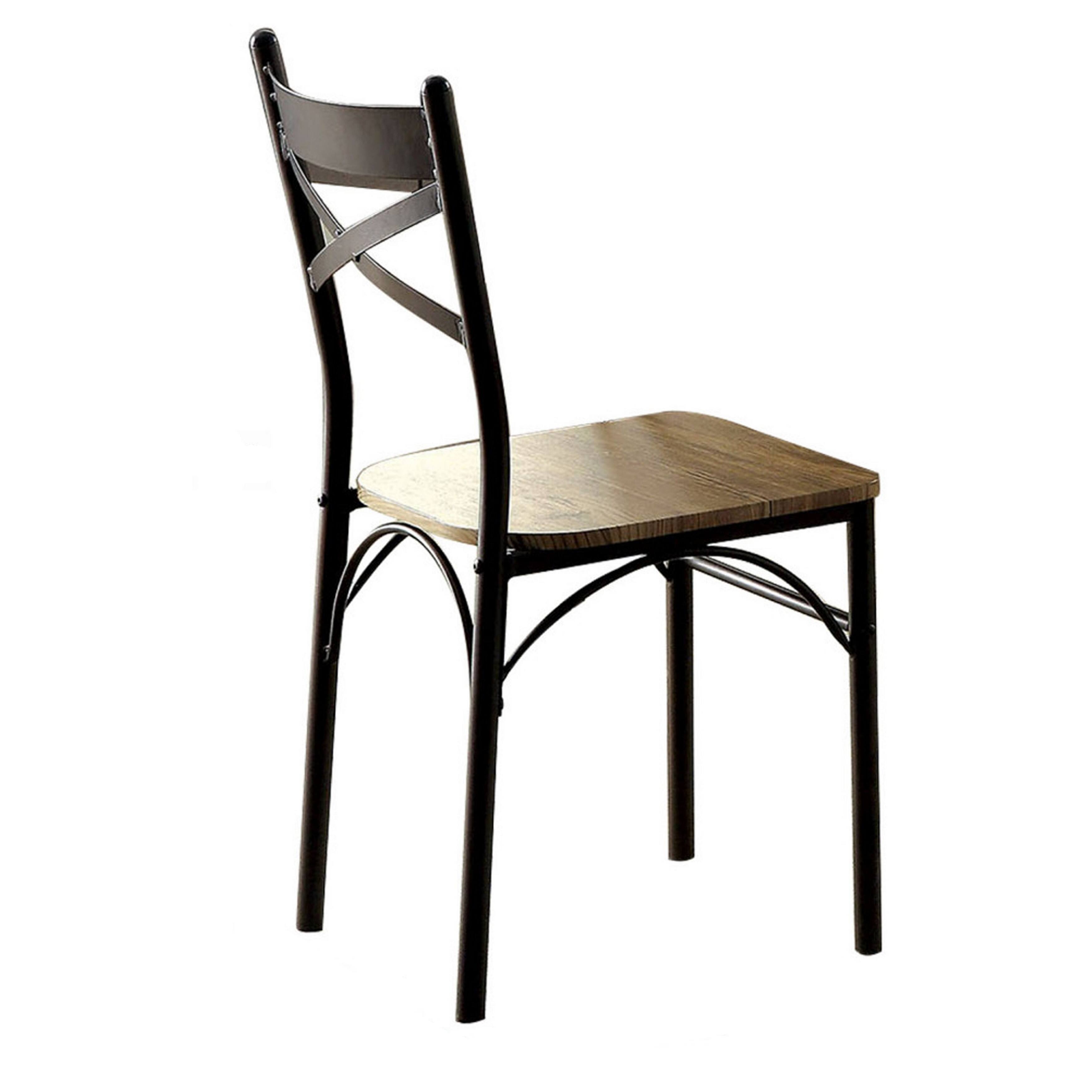 Alt View 2. Manhattan Lane - Leba 5 Piece Dining Table Set, 4 Chairs, Brown Wood Seat, Bronze Metal Legs - Brown, Bronze.