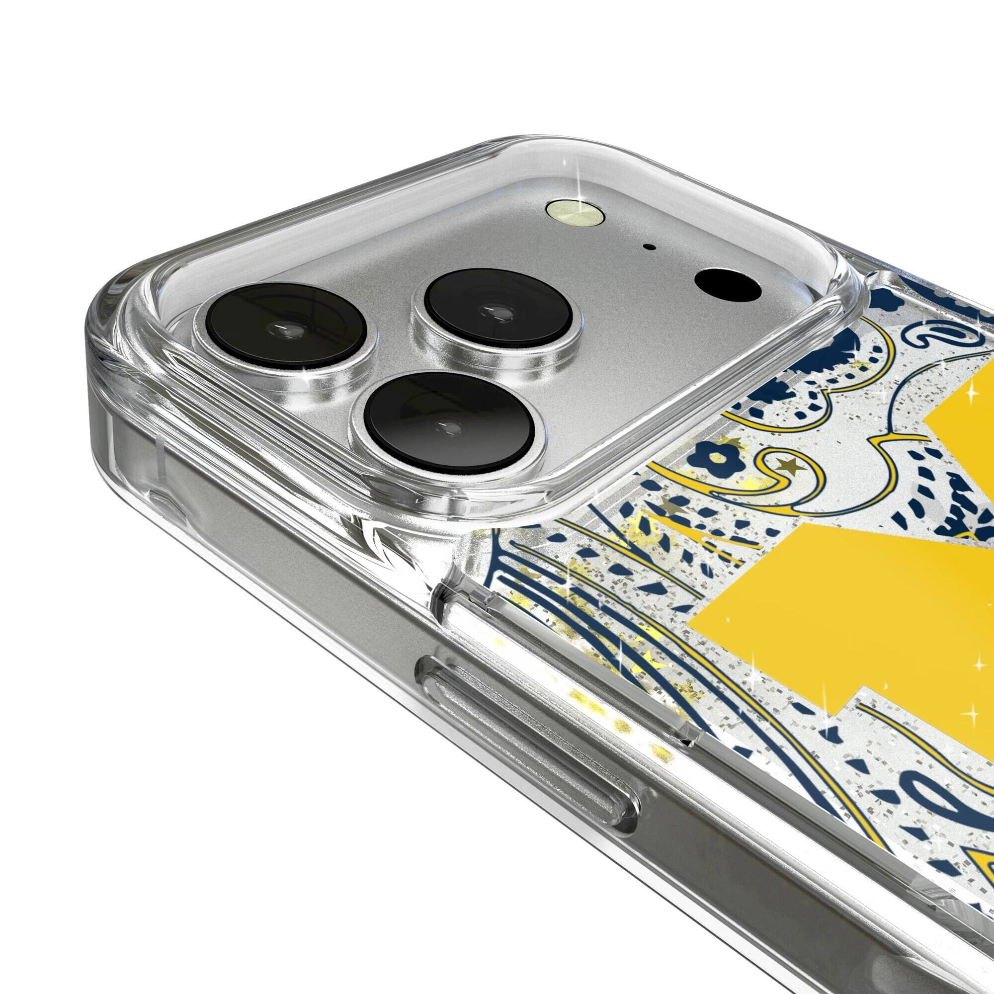 Alt View 2. Keyscaper - Michigan Wolverines iPhone Glitter Paisley Design Case - 14 Pro - Multicolor.