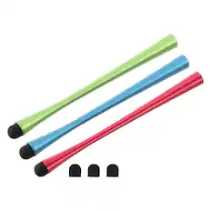 Front. Unique Bargains - 3pcs Slim Capacitive Stylus Pens with 3 Extra Tips for All Touch Screen Devices - Red Blue Green.
