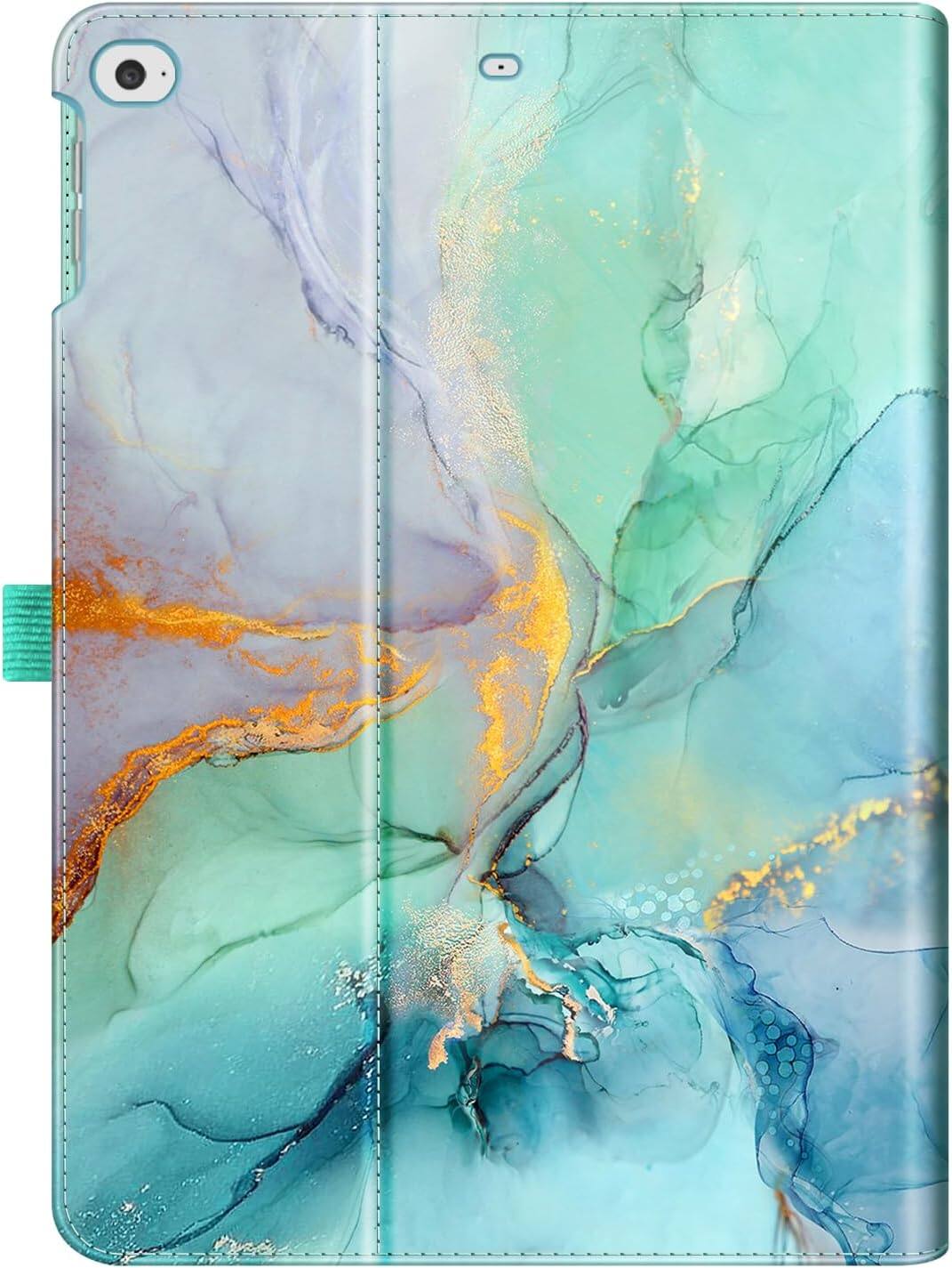 Alt View 5. Fintie - Folio Case for iPad 6th /5th Generation 9.7-inch, iPad Air 2 / Air 1 Multi-Angle Viewing Stand Cover Storage Pocket - Emerald Marble.