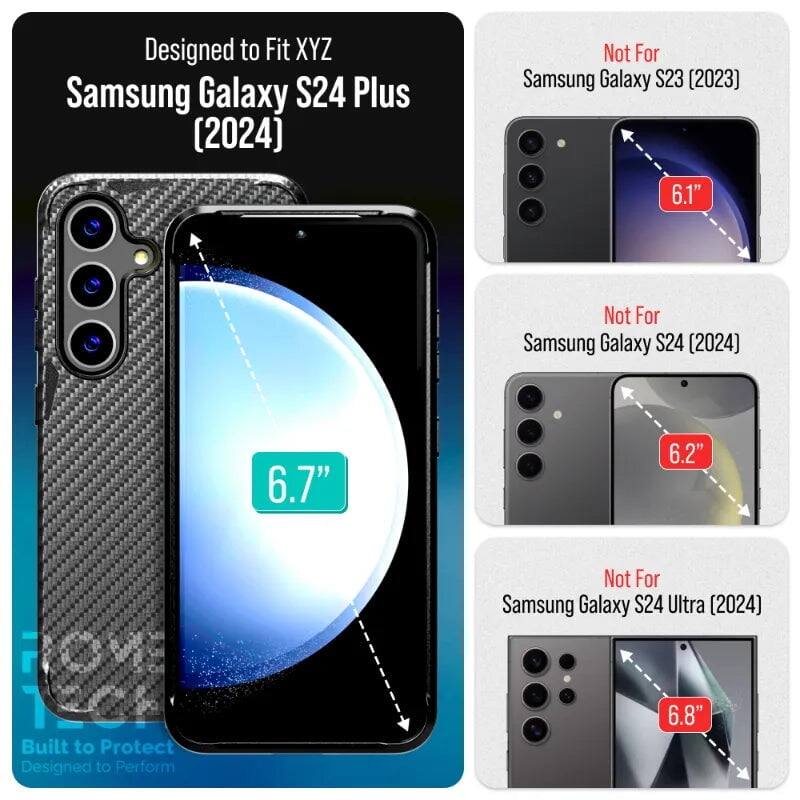 Designed to Fit XYZ Samsung Galaxy S24 Plus (2024)  
Not For Samsung Galaxy S23 (2023) 6.1"  
Not For Samsung Galaxy S24 (2024) 6.7" 6.2"  
Not For Samsung Galaxy S24 Ultra (2024) 6.8"  

Built to Protect  
Designed to Perform