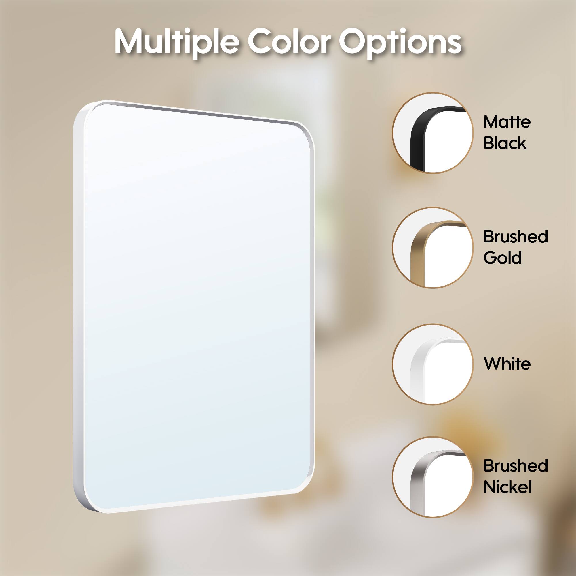 Multiple Color Options: Matte Black, Brushed Gold, White, Brushed Nickel
