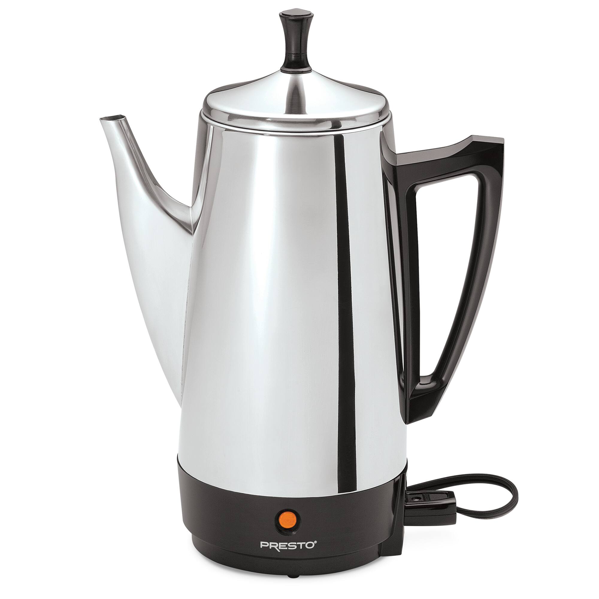 Front. Presto - Presto Stainless Steel Coffee Maker, 12 Cup Robust Percolator Coffee, Silver - Silver.