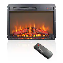 Mondawe - 23" Ultra-Thin Electric Fireplace Insert with Log Set and Remote control - Black