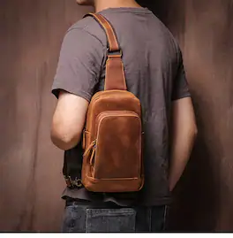 Steel Horse Leather - Erling Leather Sling Bag | Crossbody Leather Pack - Brown