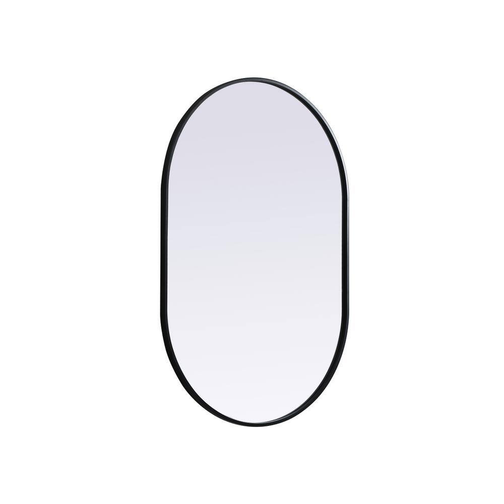 Alt View 1. Elegant Decor - Metal Frame Oval Mirror 27x40 Inch in Black - Black.