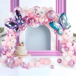 AGPtek - 106 Pcs Pink and Purple Butterfly Balloon Arch Kit - Pink Purple