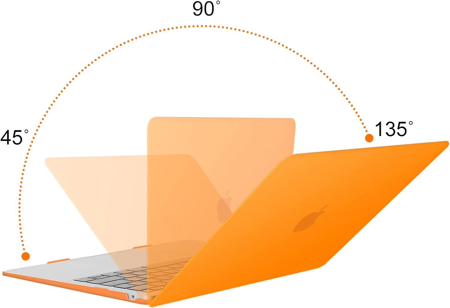Back. mosiso - 4IN1 Case Kit for MacBook Air 13 inch M1 A2337 A2179 A1932 2021-2018, Hard Shell&Keyboard Cover&Screen Protector&Pouch - Orange.