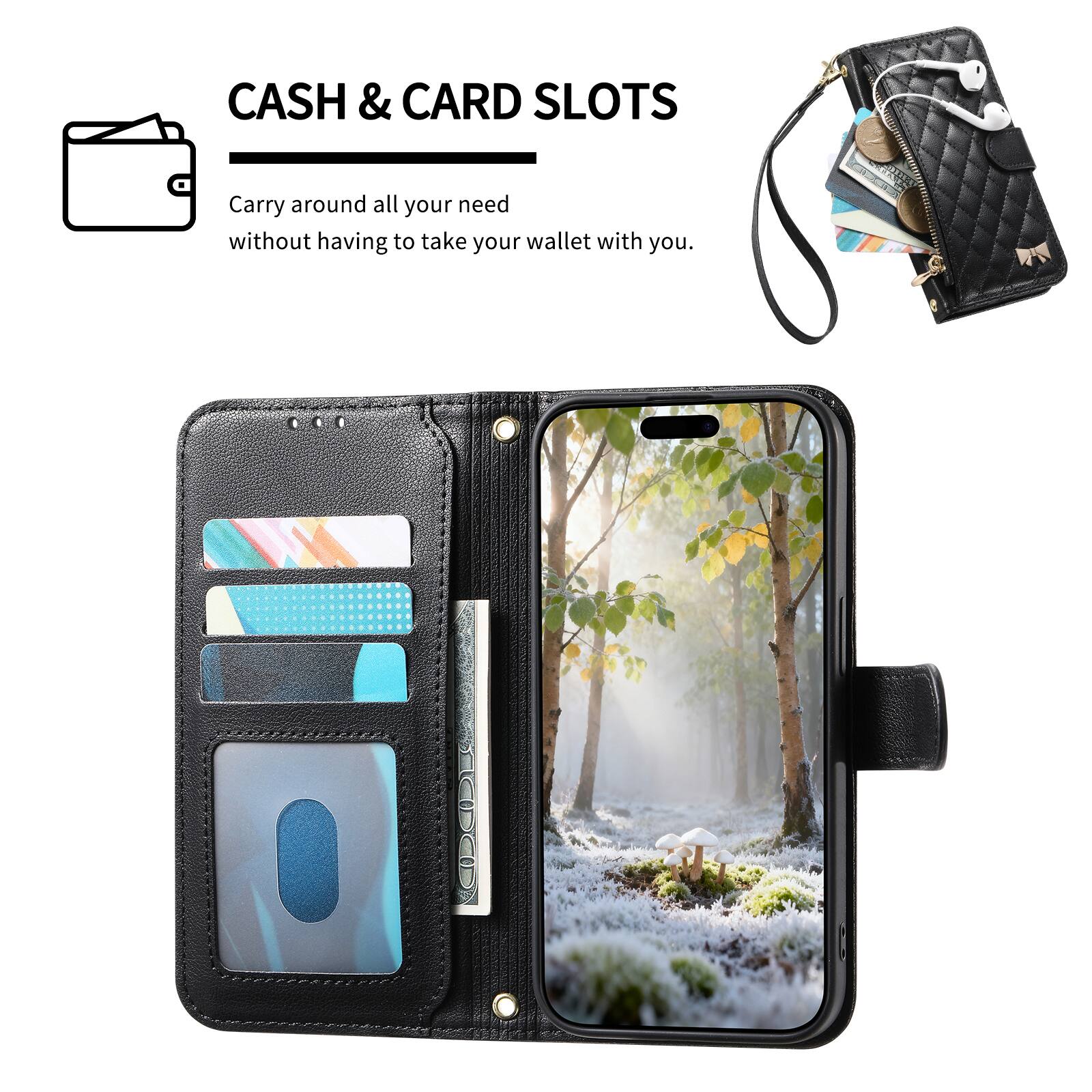 CASH & CARD SLOTS  
Carry around all your needs without having to take your wallet with you.