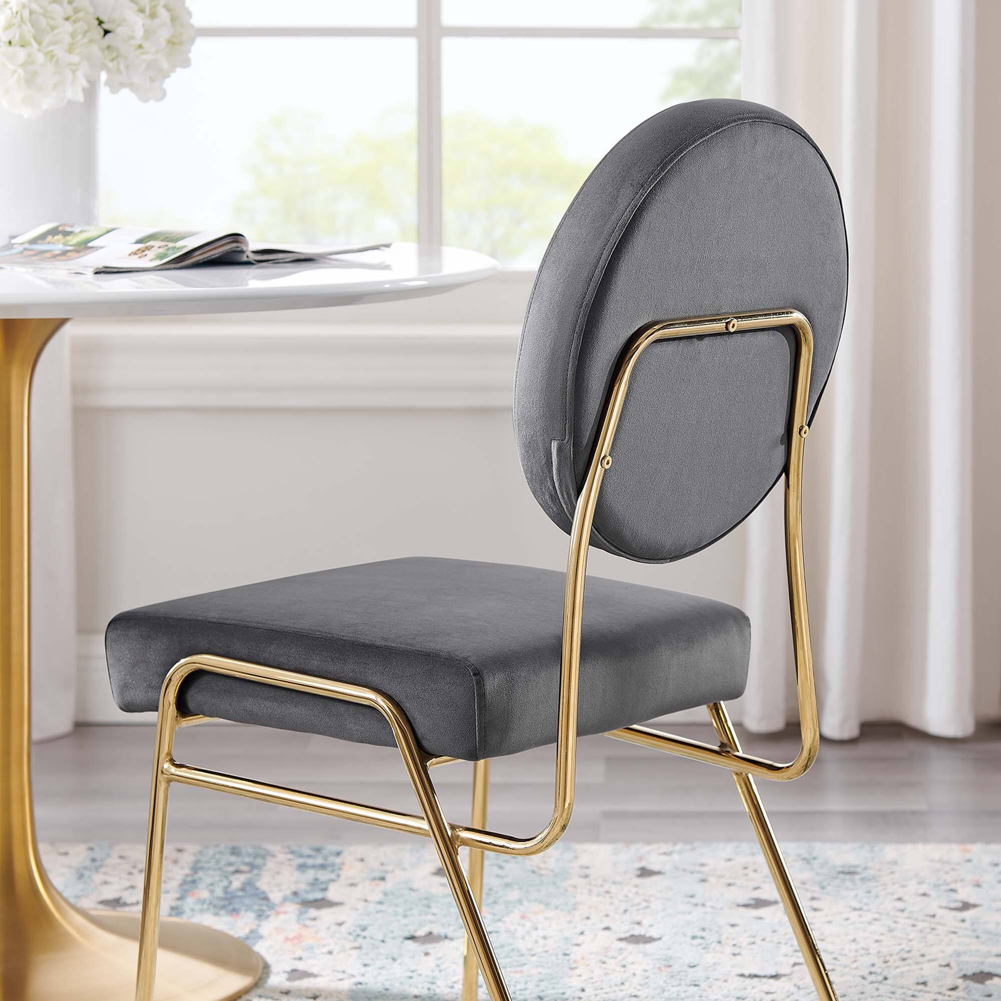 Alt View 1. Modway - Craft Performance Velvet Dining Side Chair by Modway - Gold Gray.