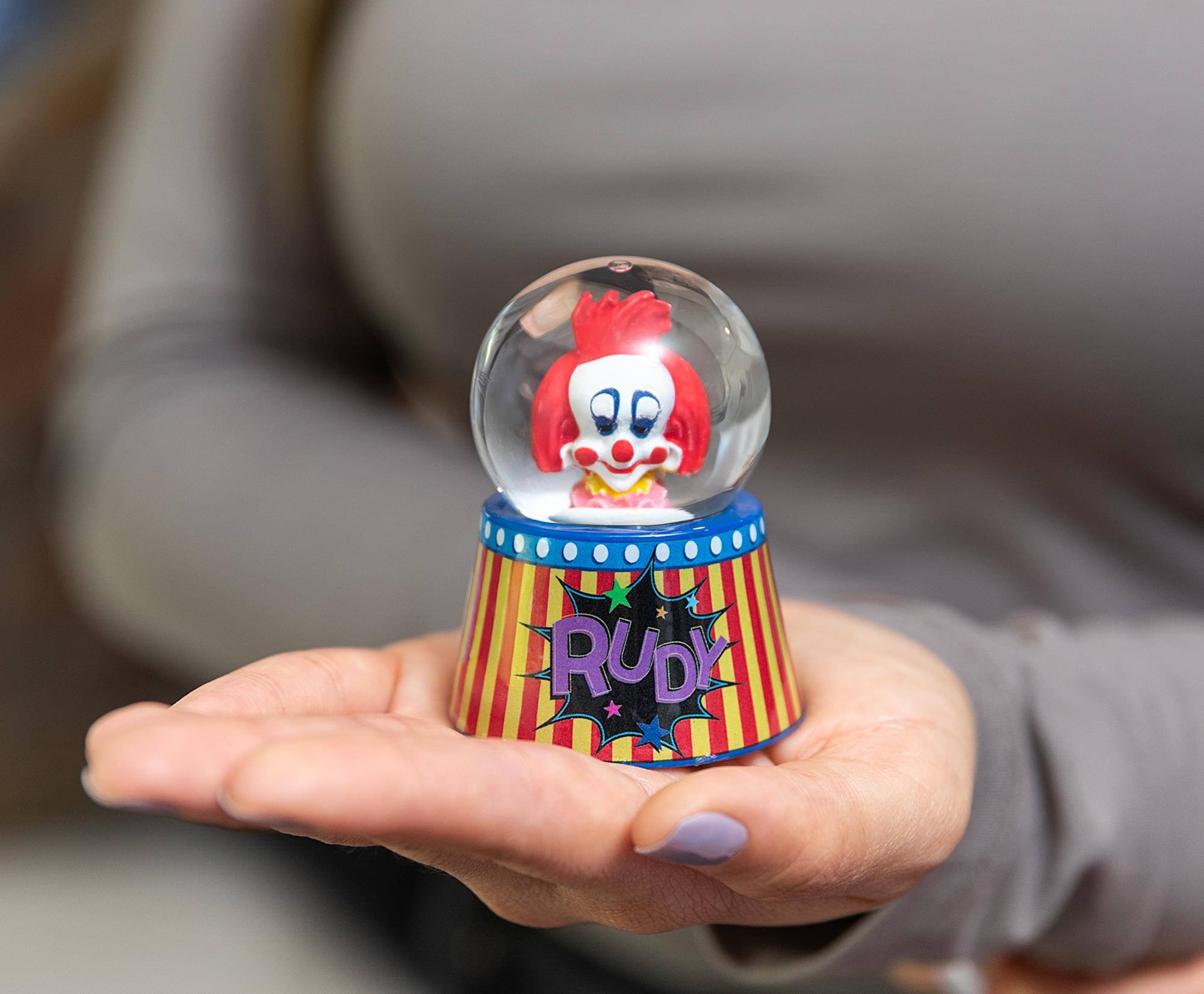 Alt View 4. Silver Buffalo - Killer Klowns From Outer Space Rudy Mini Light-Up Snow Globe | 3 Inches Tall - Multi-Colored.