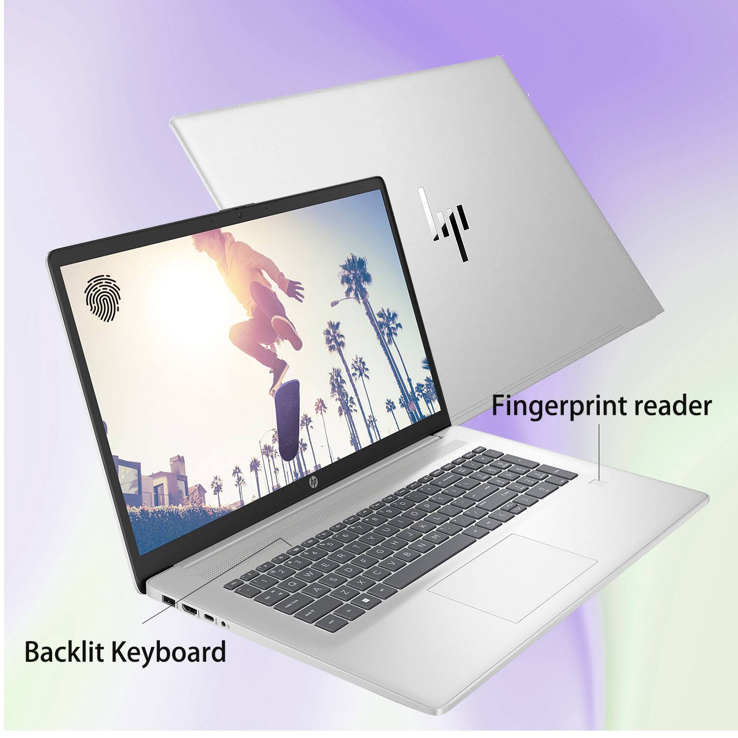 Fingerprint reader  
Backlit Keyboard