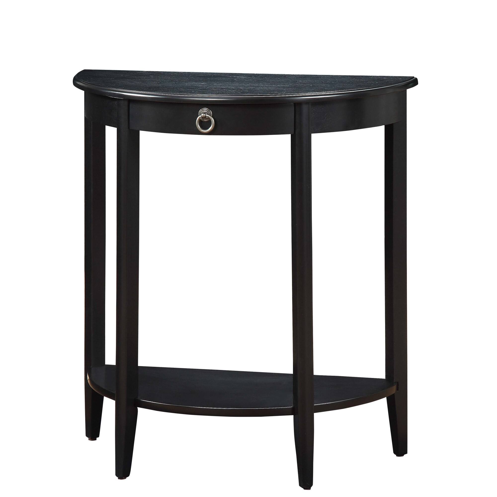 Left. GOODSILO - Modern Half-Moon Console Table with Drawer and Open Shelf, Black Finish Entryway Furniture for Hallway Decor - Black.