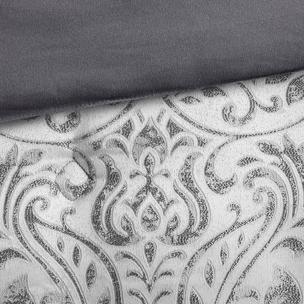 Alt View 5. Gracie Mills - Gracie Mills Belmont 12-PC Jacquard Comforter Set with Bed Sheets - Silver.