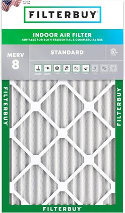 Filterbuy - 12x26.5x2 MERV 8 Dust & Allergy Defense, Electrostatic Pleated HVAC AC Furnace Air Filters Replacement (1-Pack) - Silver