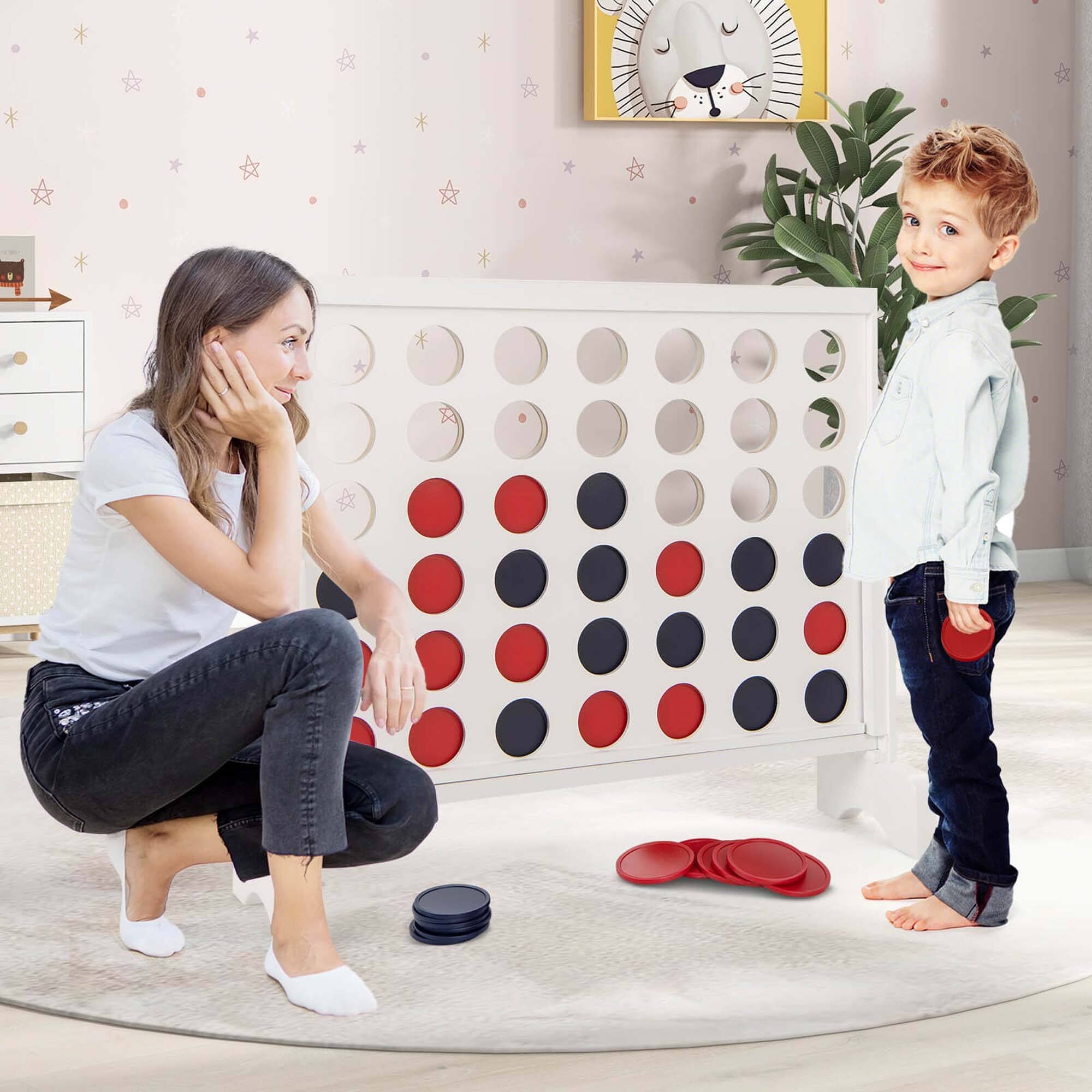 Alt View 7. Costway - Costway 4-in-a-row Game Set with 42 PCS Chips & 600D Oxford Fabric Carrying Bag Wooden - White.