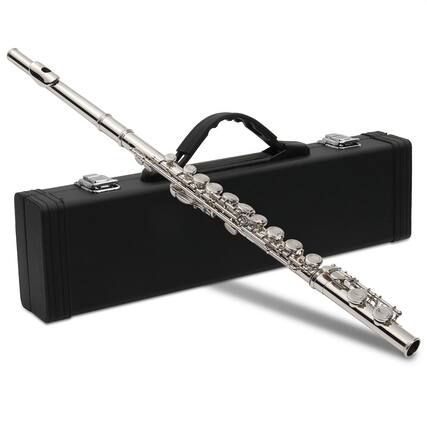 Front. Winado - C Flutes with E-split, Orchestra Closed Hole Flute Kit for Beginners & Professionals, 16 Keys Musical Nickel Flute.