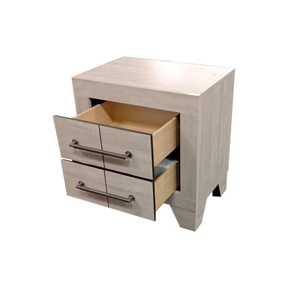 Best Quality Furniture - Rustic Oak 2-Drawers Nightstand - Gray