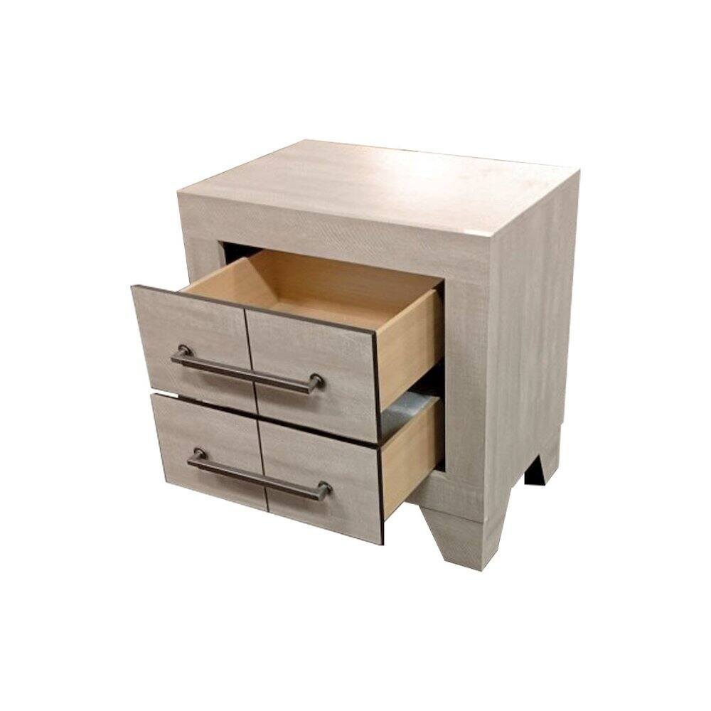 Front. Best Quality Furniture - Rustic Gray Oak 2-Drawers Nightstand - Gray.