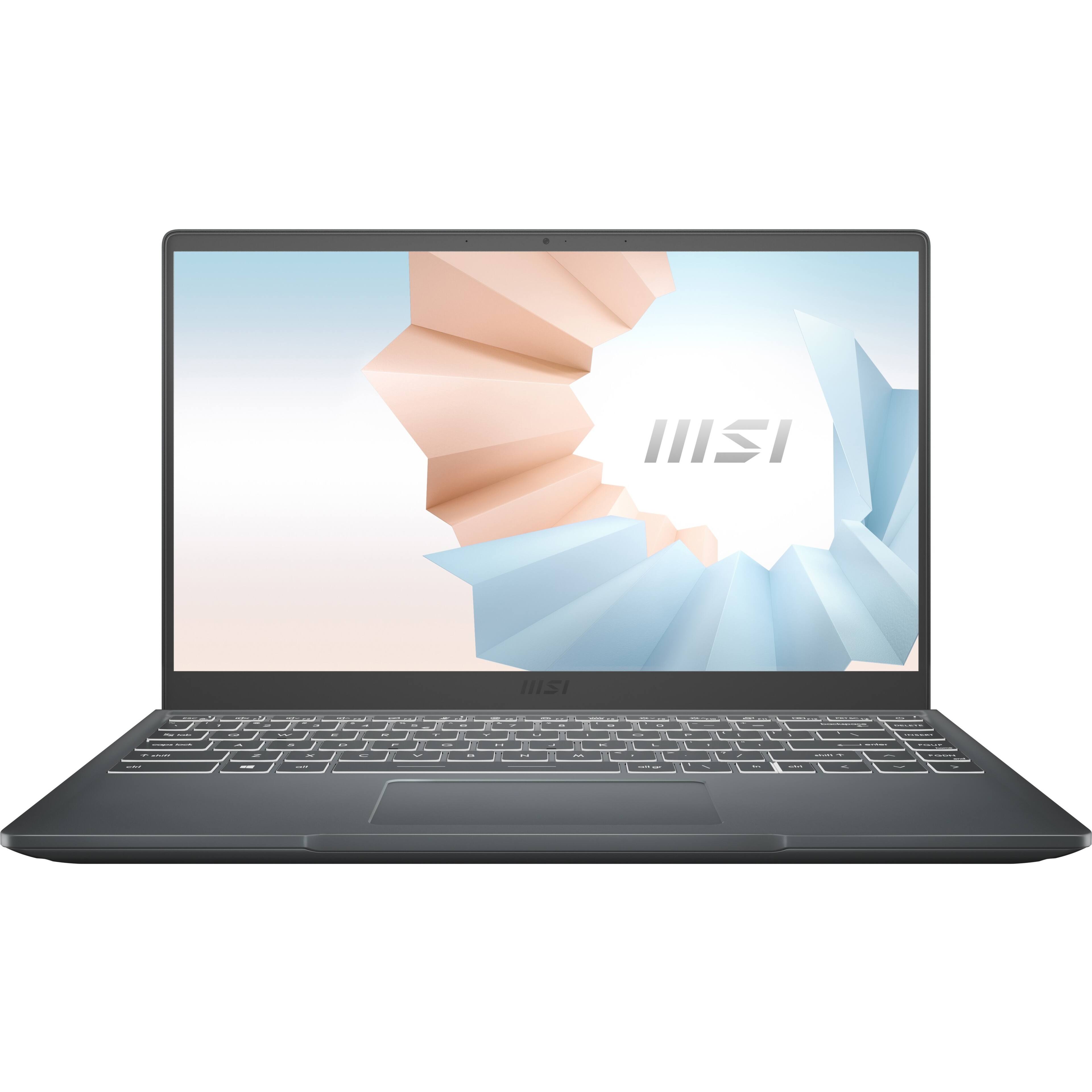 Front. MSI - Modern 14 14" Laptop - AMD Ryzen 5 - 8 GB Memory - 256 GB SSD - Carbon Gray.